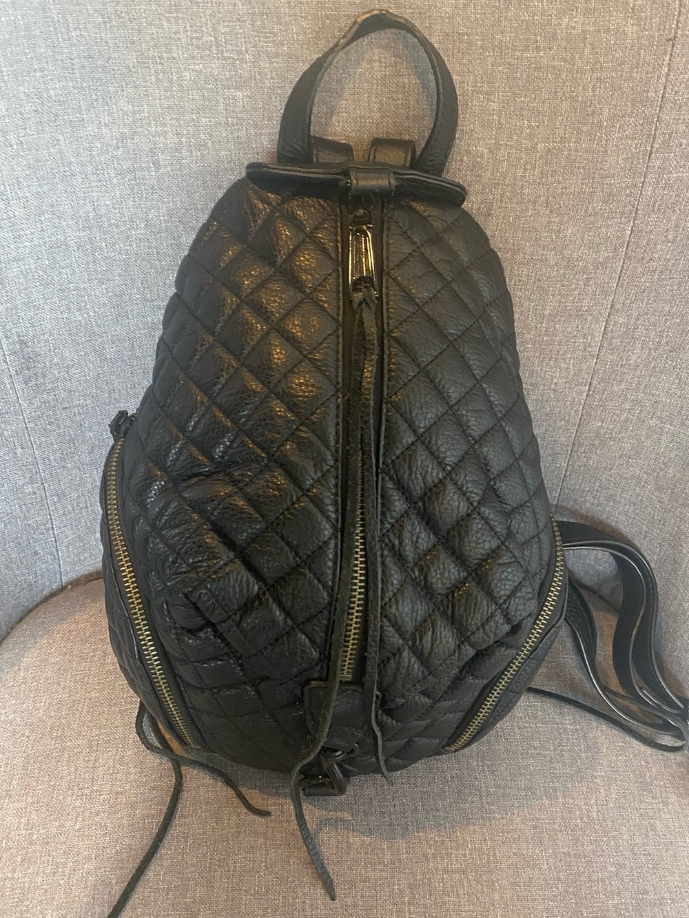 Rebecca Minkoff Black Quilted Leather Backpack